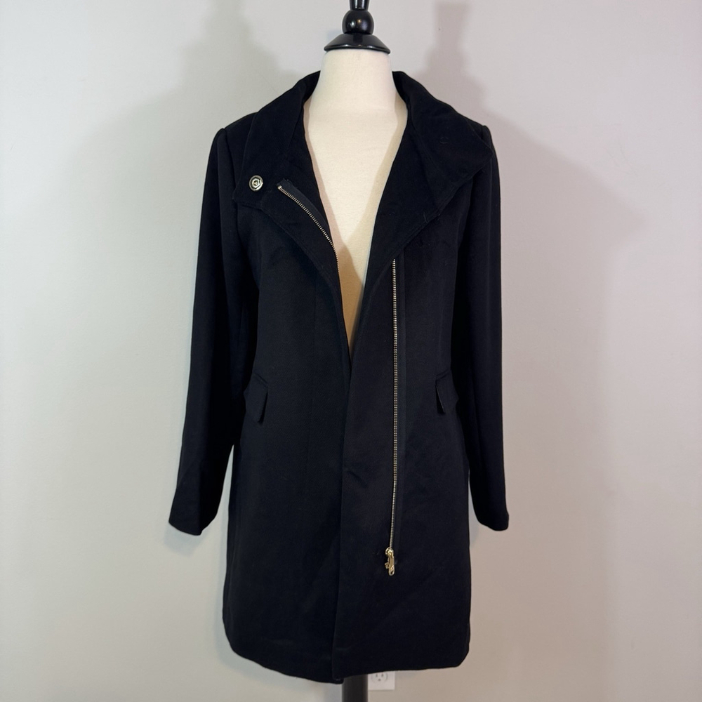 SAM EDELMAN Longline Wool Blend Coat $240 Black Size 10
